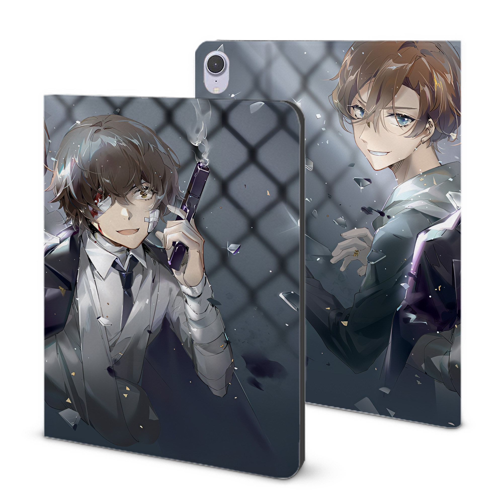 （画像用） 文豪ストレイドッグス Bungo Stray Dogs IPad ケース ブック型 PUレザー TPU 耐衝撃 軽量 薄型 ペン収納なし 全面保護 IPad 各モデル対応